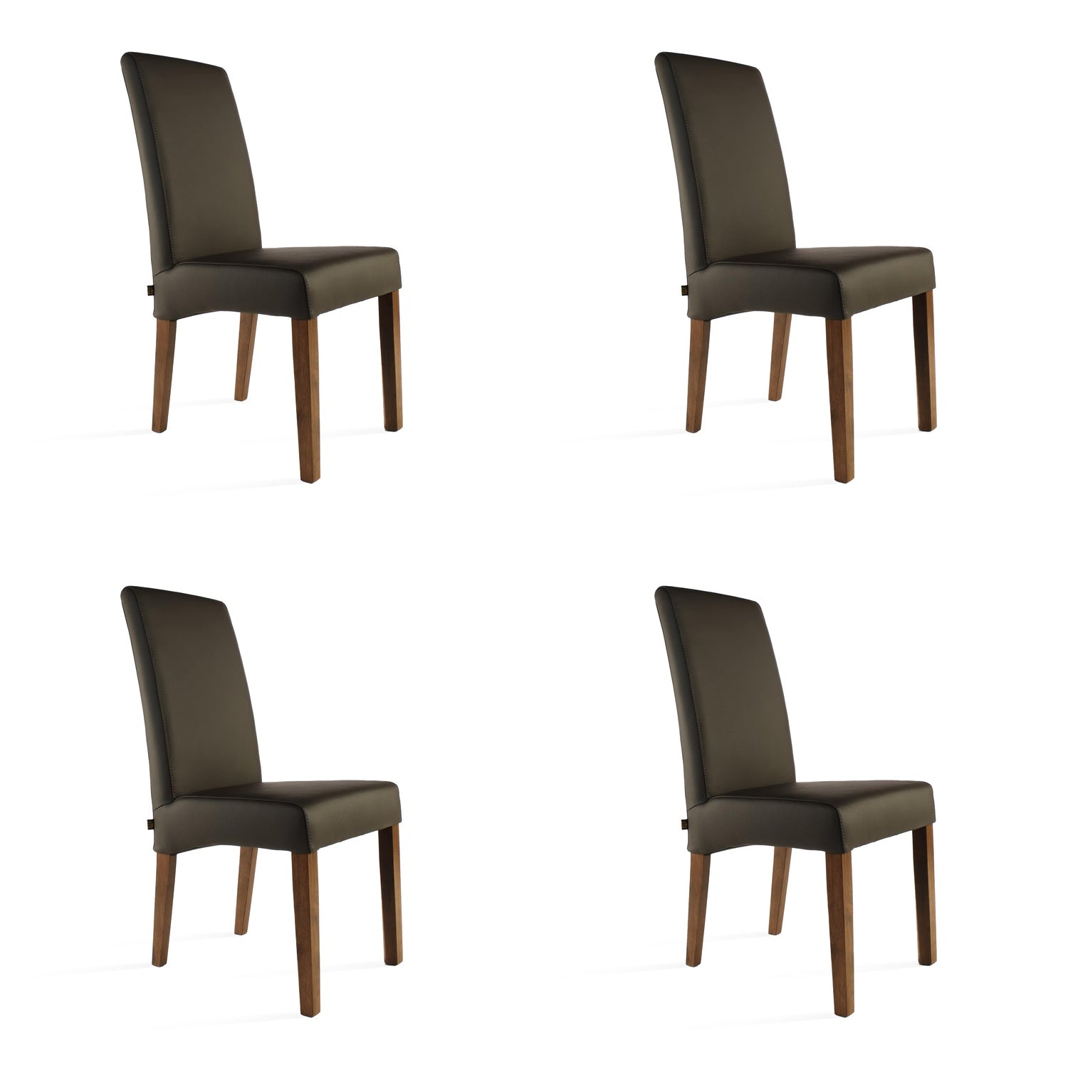 SIX Lederstuhl Bambi Dunkelbraun, Nussbaum – 4er-Set