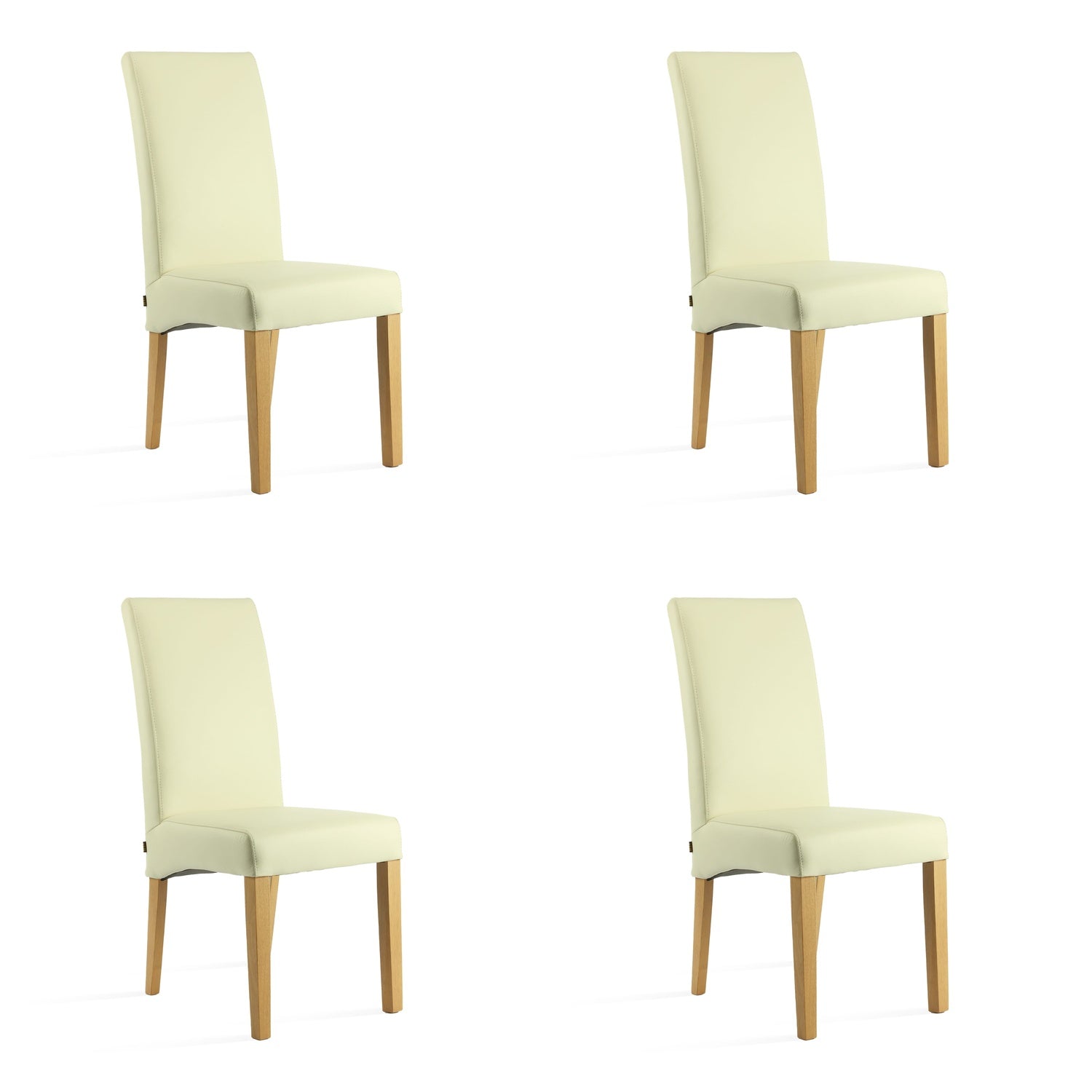 SIX Lederstuhl Bambi Creme Weiß, Eiche – 4er-Set