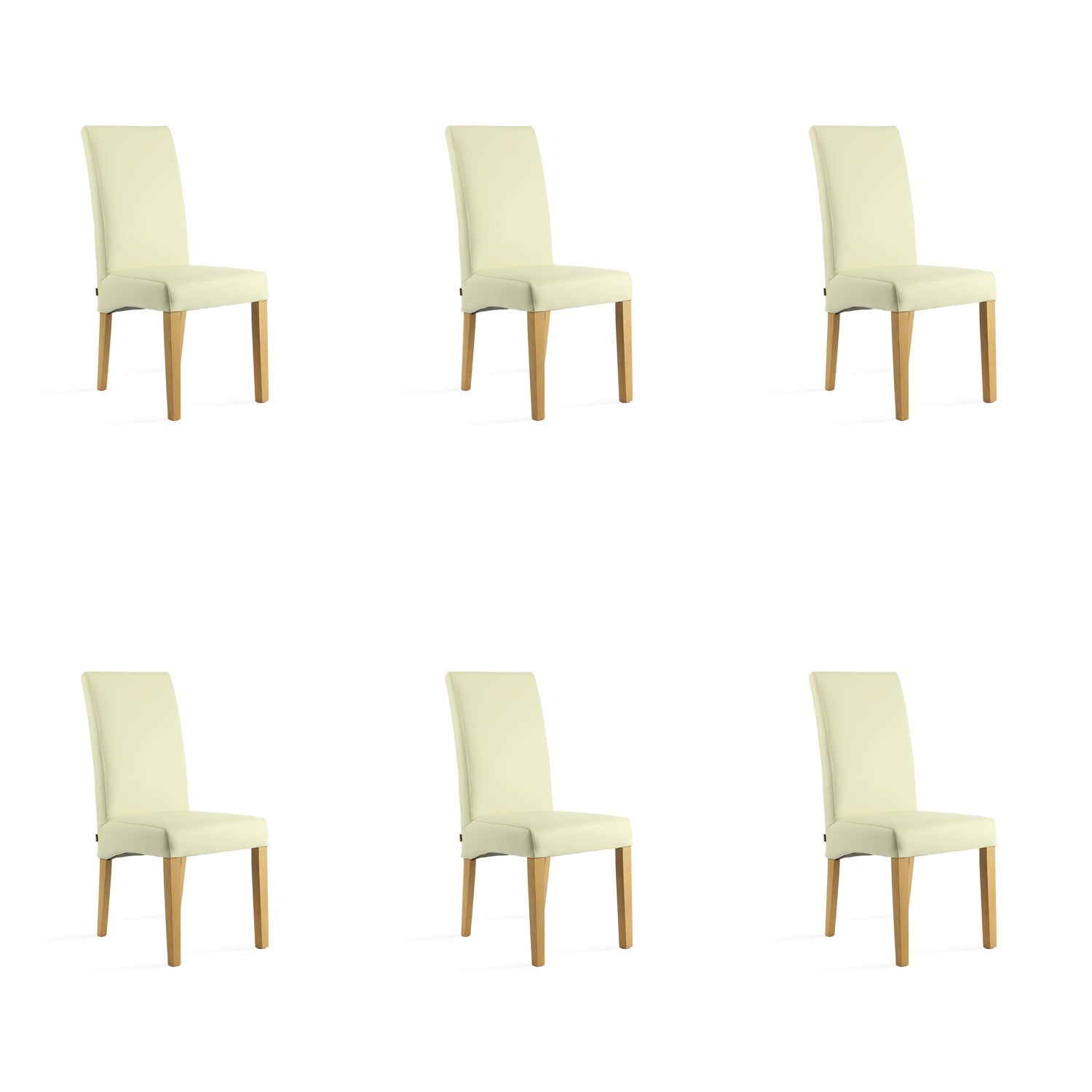 SIX Lederstuhl Bambi Creme Weiß, Eiche – 6er-Set