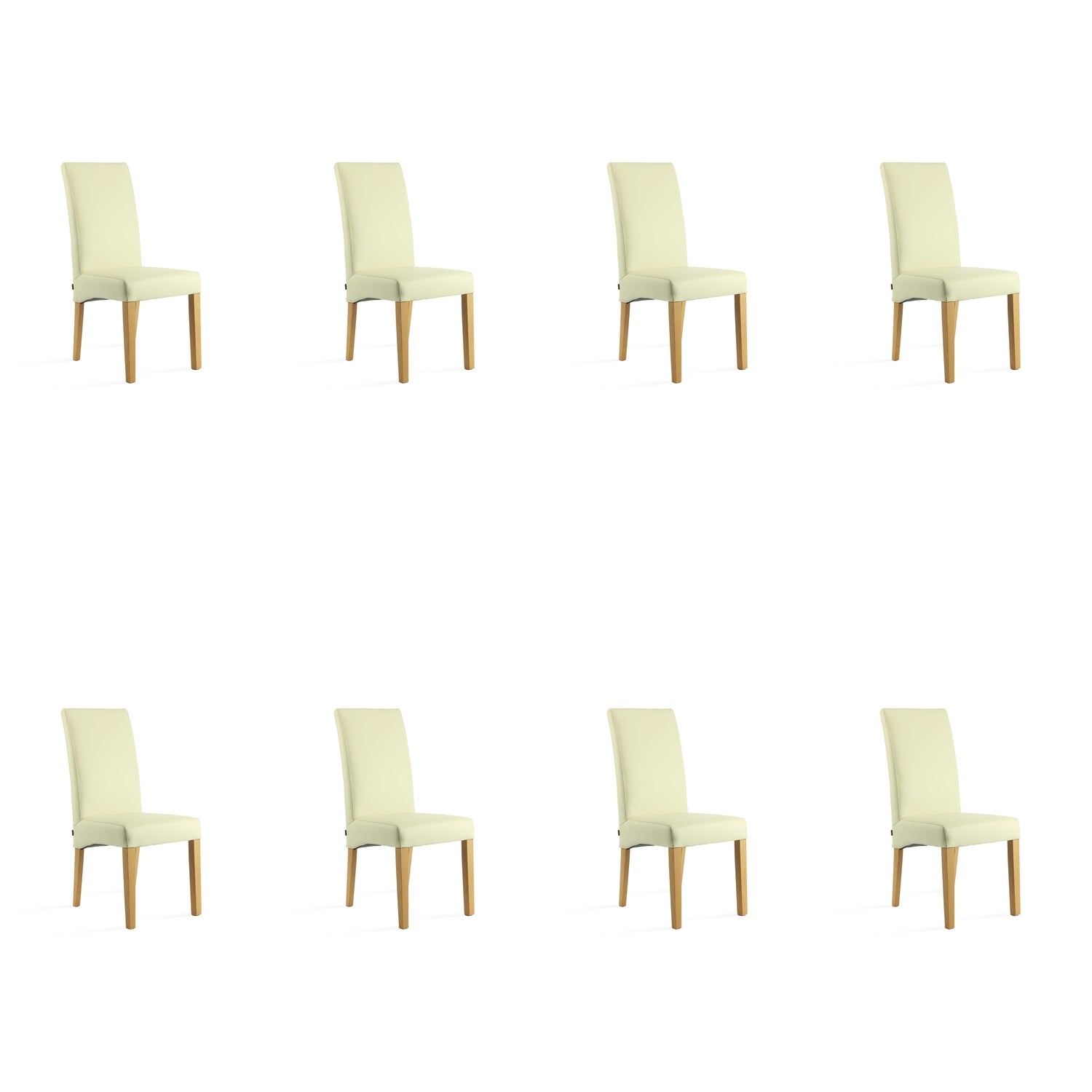 SIX Lederstuhl Bambi Creme Weiß, Eiche - Sets