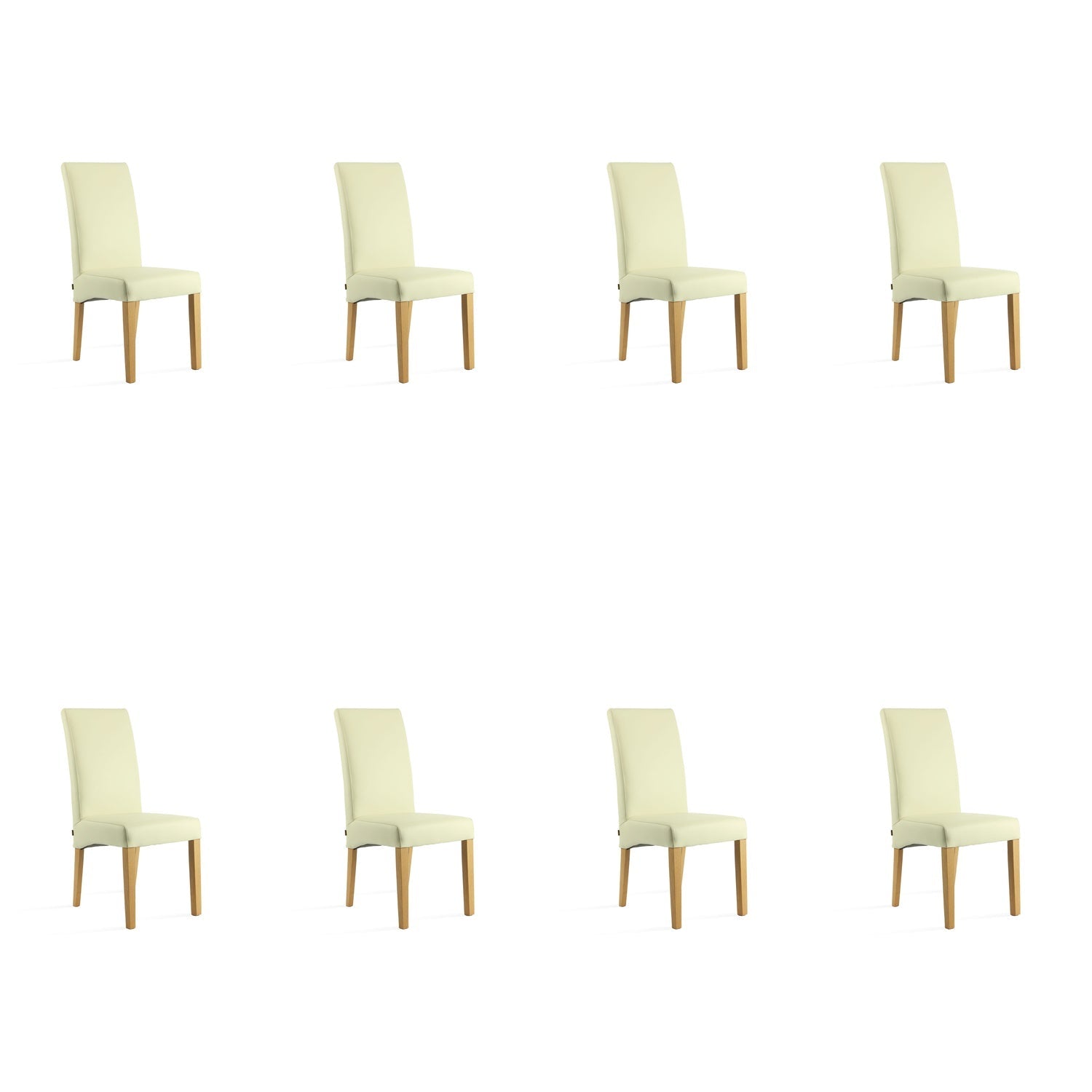 SIX Lederstuhl Bambi Creme Weiß, Eiche – 8er-Set