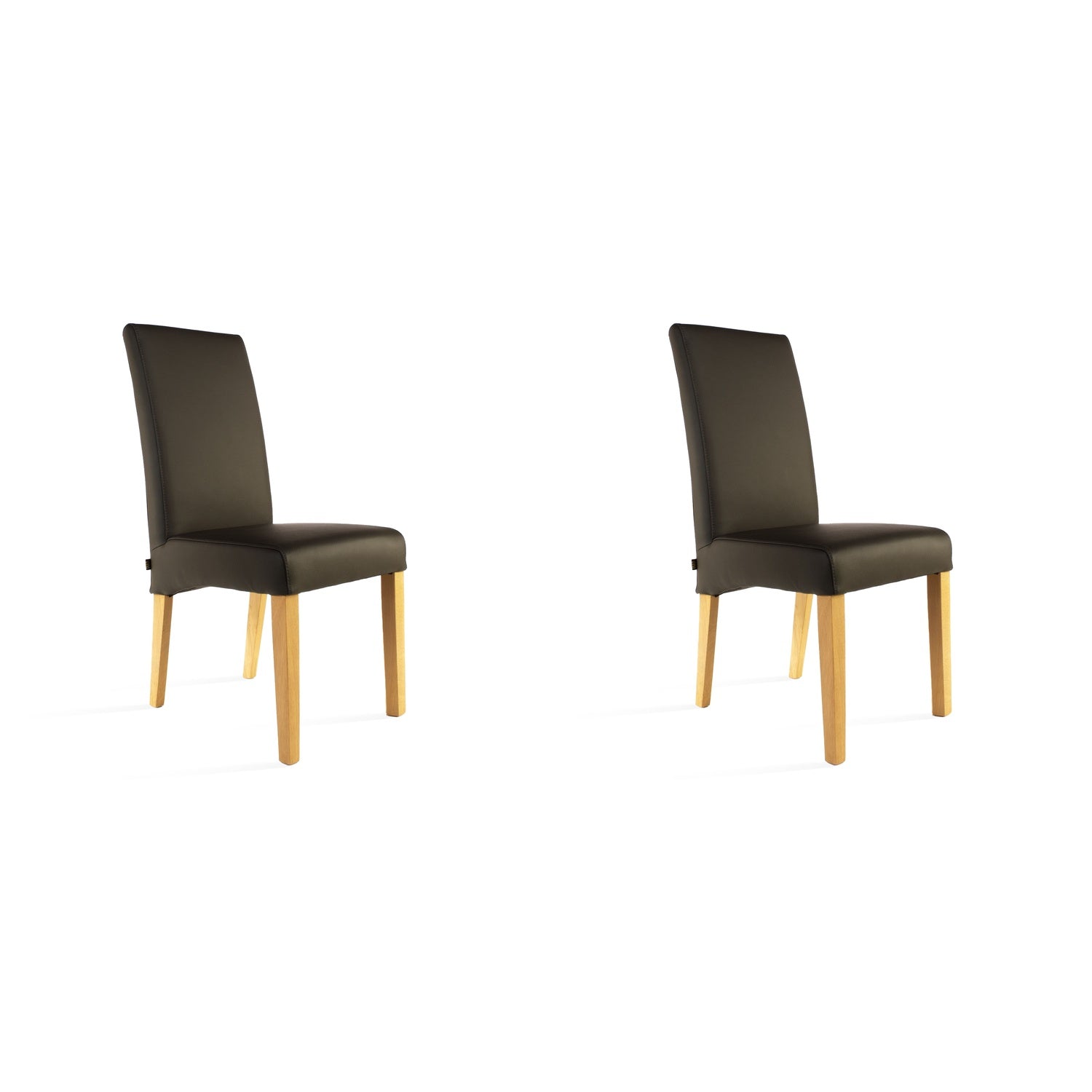 SIX Lederstuhl Bambi Dunkelbraun, Eiche – 2er-Set