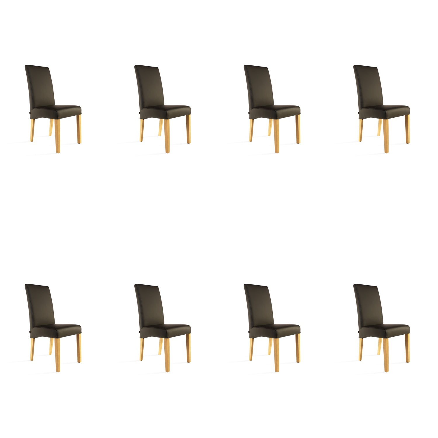SIX Lederstuhl Bambi Dunkelbraun, Eiche – 8er-Set