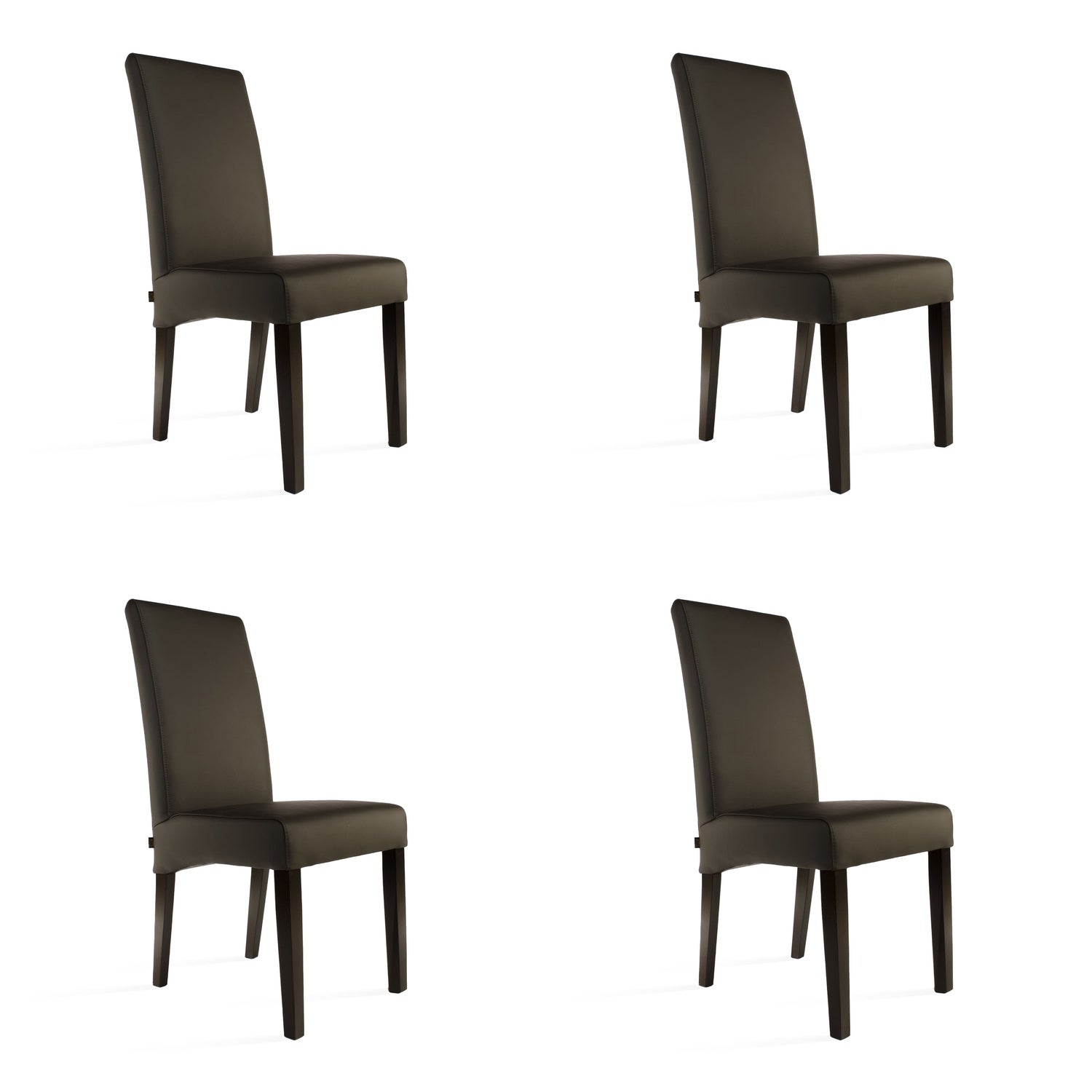 SIX Lederstuhl Bambi Dunkelbraun, Hartholz (Wenge) – 4er-Set