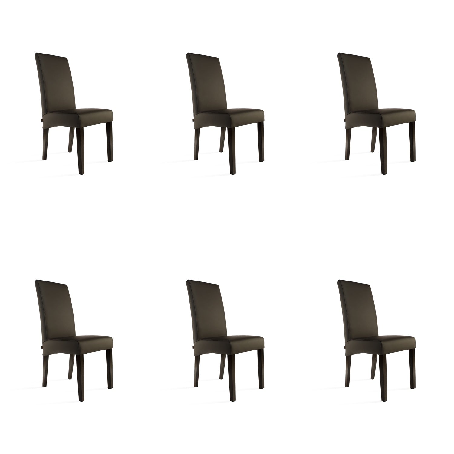 SIX Lederstuhl Bambi Dunkelbraun, Hartholz (Wenge) – 6er-Set