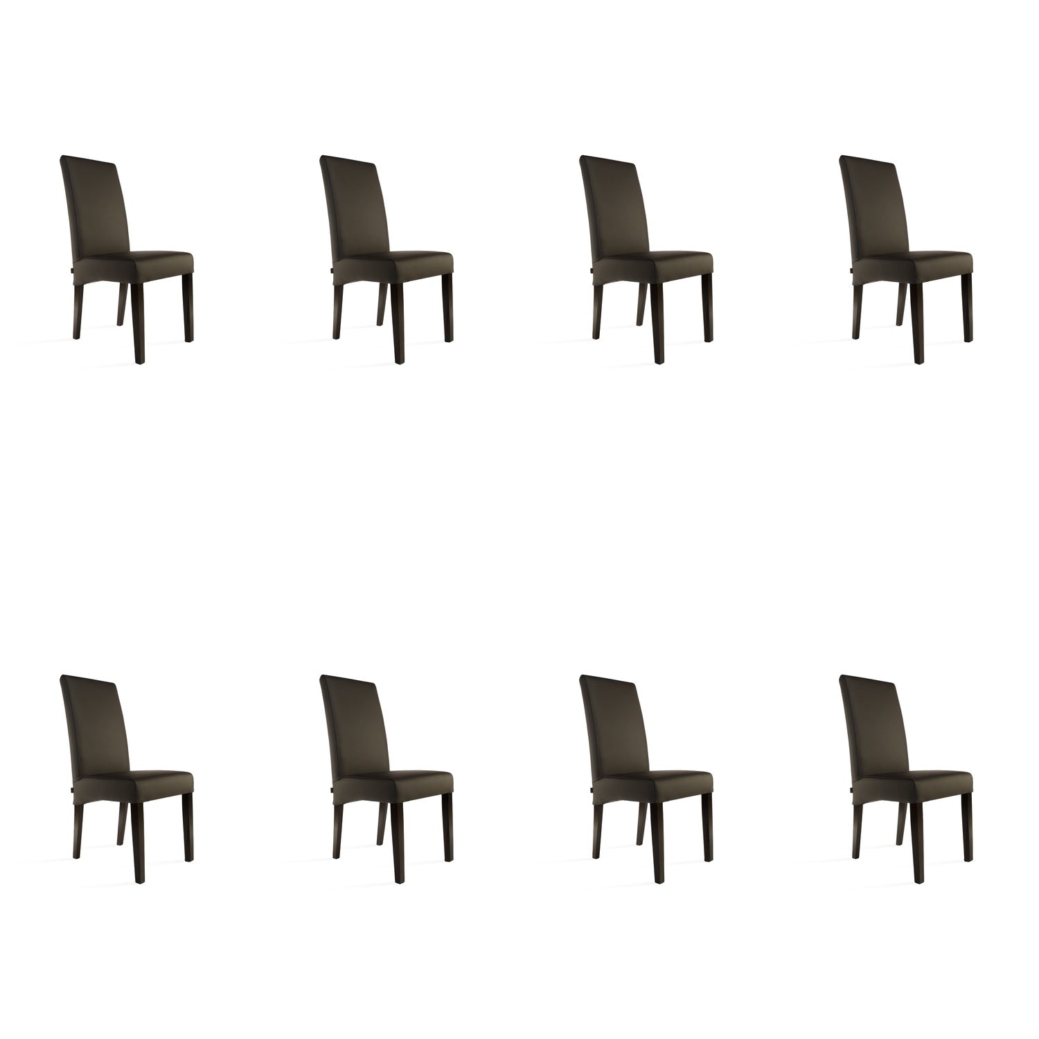 SIX Lederstuhl Bambi Dunkelbraun, Hartholz (Wenge) – 8er-Set