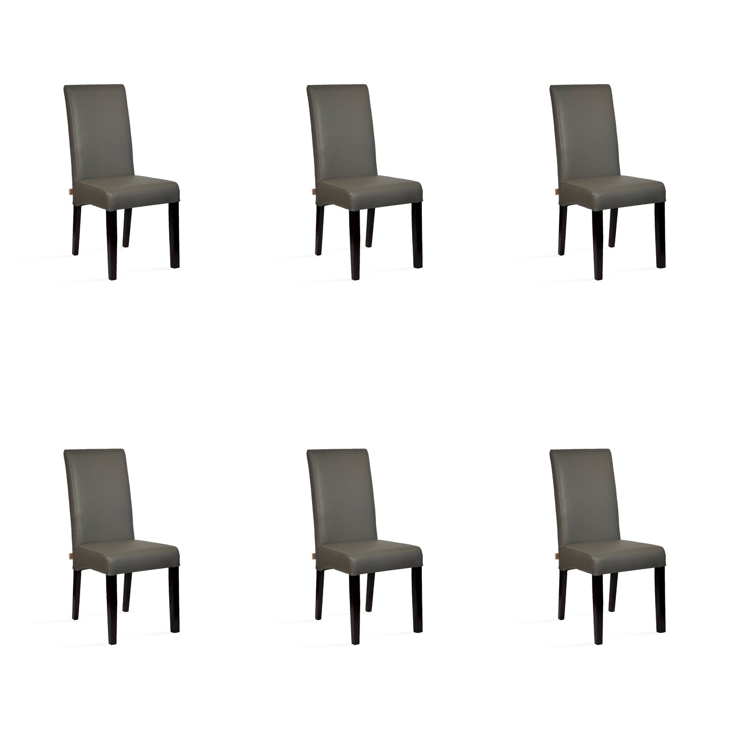 SIX Lederstuhl Bambi Dunkelgrau, Hartholz (Wenge) - Sets