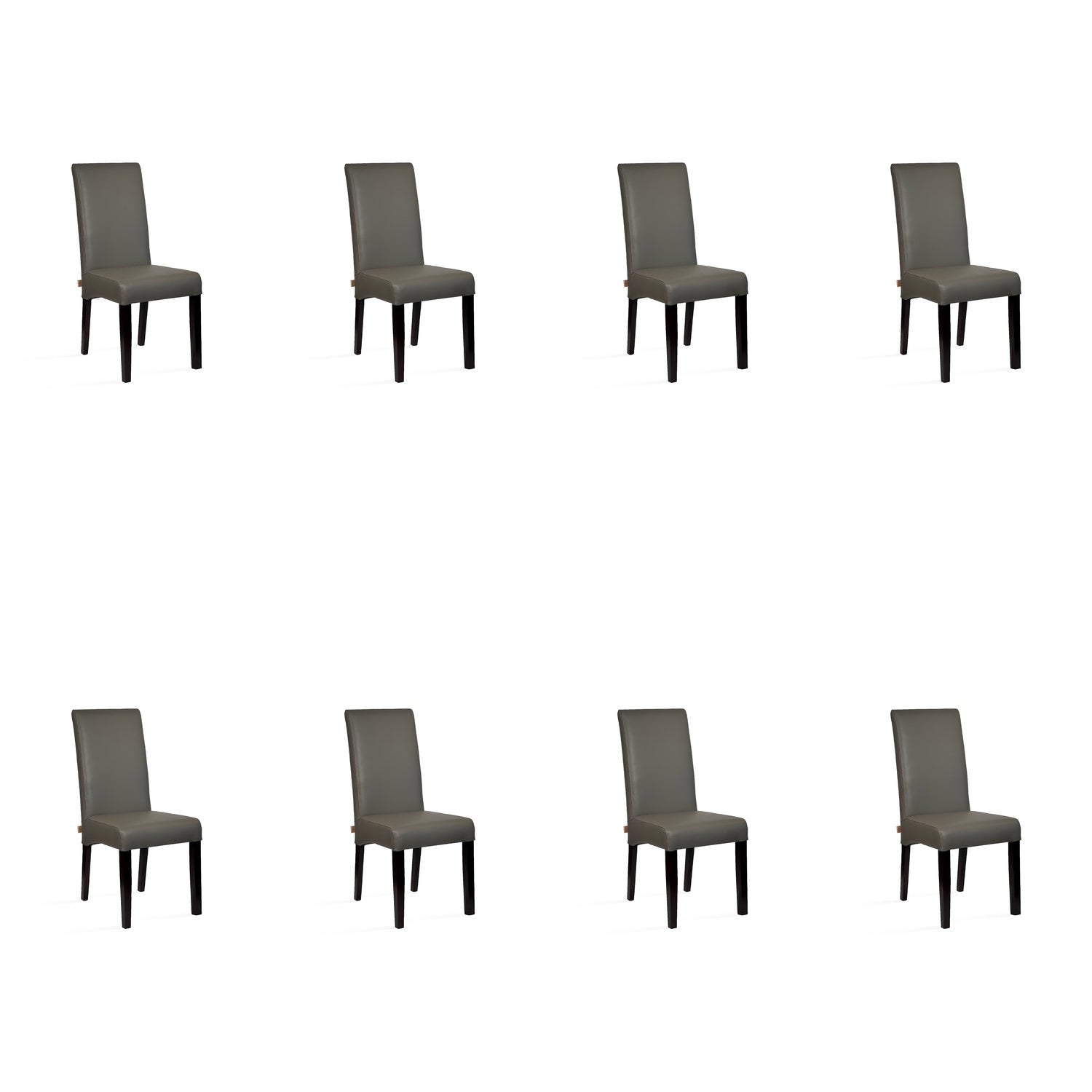 SIX Lederstuhl Bambi Dunkelgrau, Hartholz (Wenge) - Sets