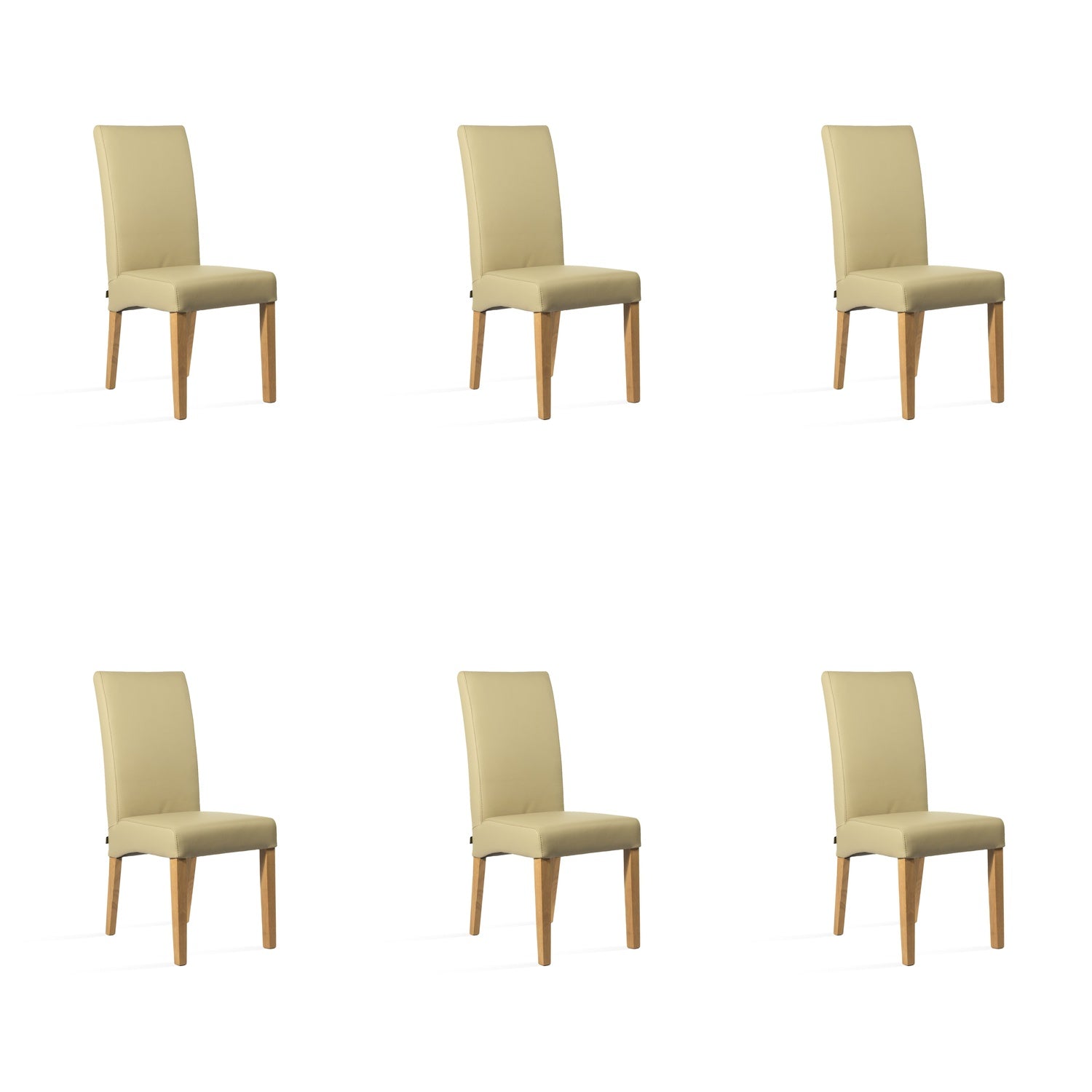 SIX Lederstuhl Bambi Sand, Eiche – 6er-Set