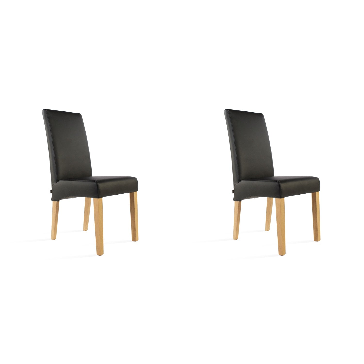 SIX Lederstuhl Bambi Schwarz, Eiche – 2er-Set