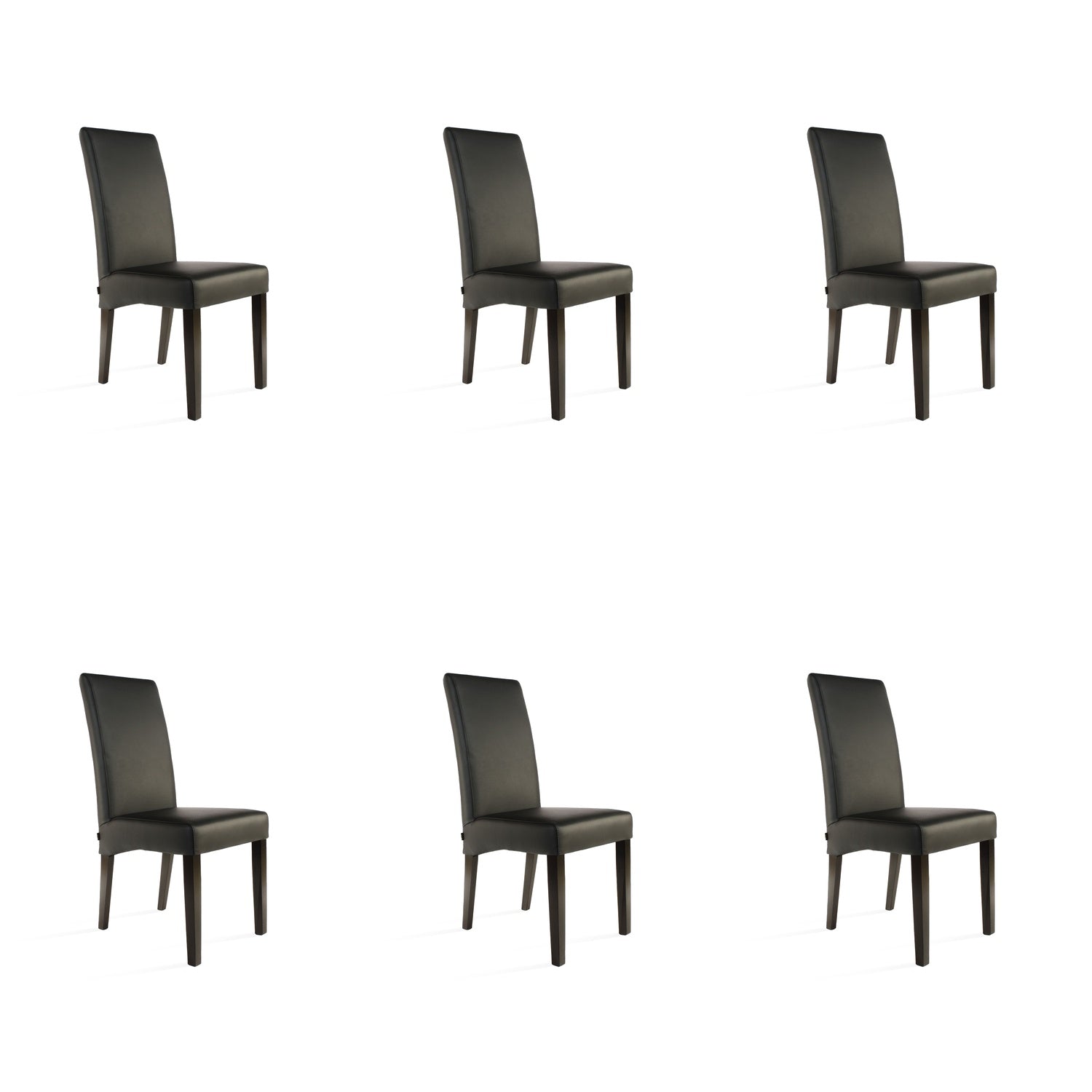 SIX Lederstuhl Bambi Schwarz, Hartholz (Wenge) – 6er-Set