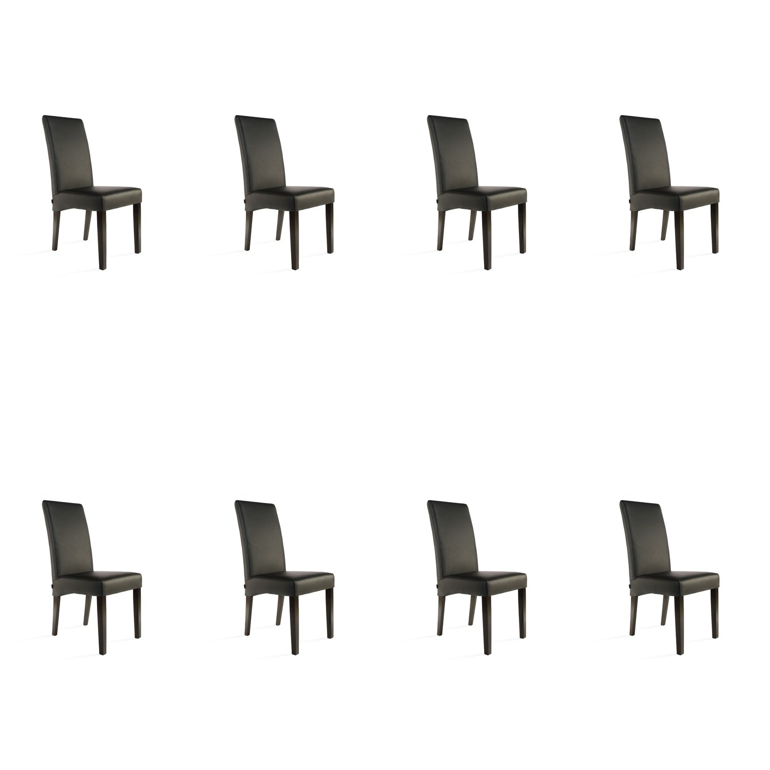 SIX Lederstuhl Bambi Schwarz, Hartholz (Wenge) – 8er-Set
