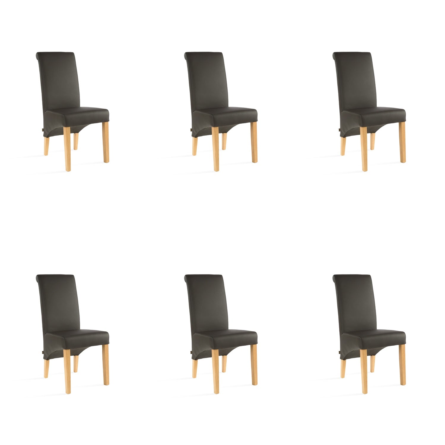 SIX Lederstuhl Felice Braun, Eiche - Sets