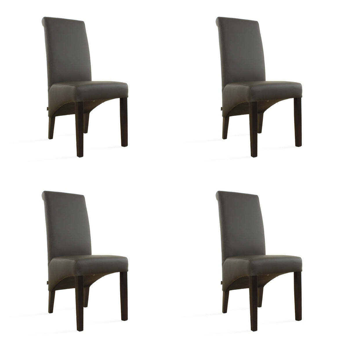 SIX chaise en cuir Felice marron, bois dur (wengé) – chaises autour de la table à manger