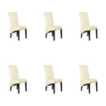 SIX Lederstuhl Felice Creme Weiß, Hartholz (Wenge) – 6er-Set