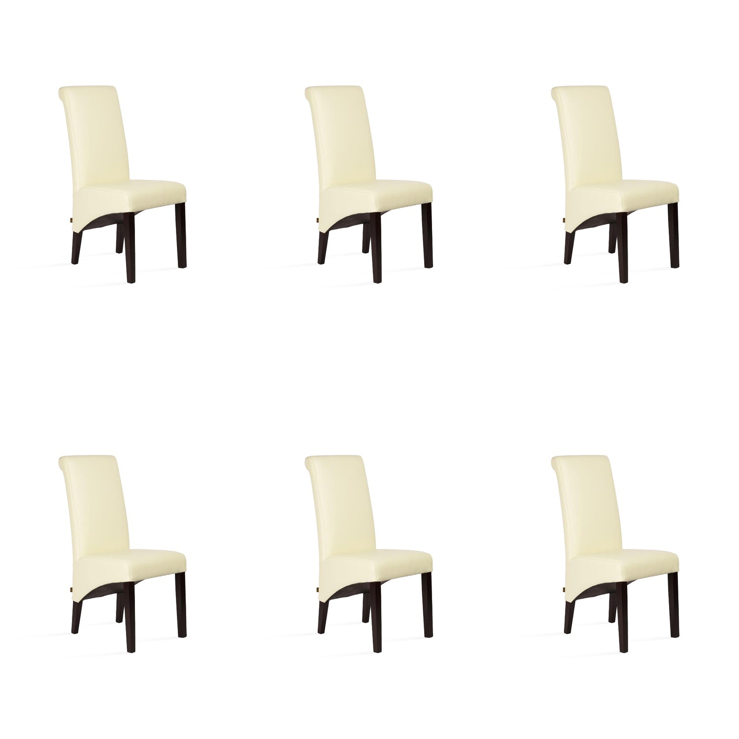 SIX Lederstuhl Felice Creme Weiß, Hartholz (Wenge) – 6er-Set