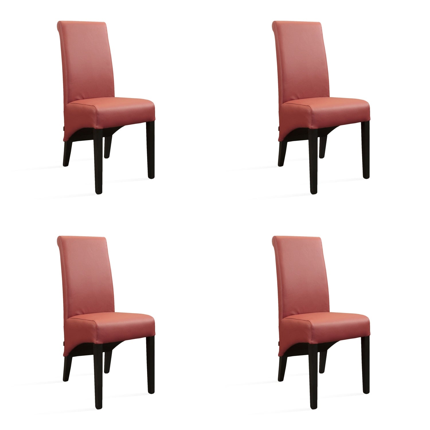 SIX Lederstuhl Felice Rot, Hartholz (Wenge) - Sets
