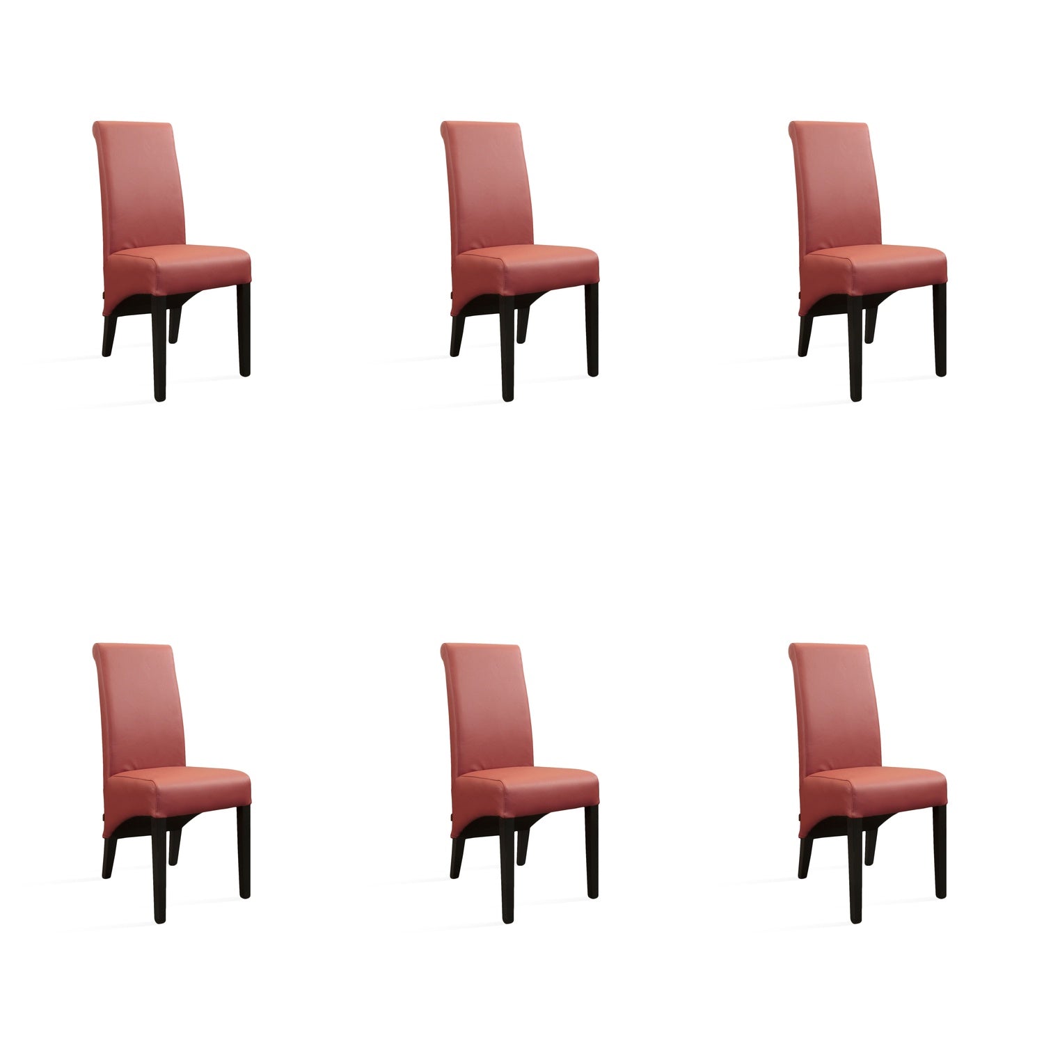 SIX Lederstuhl Felice Rot, Hartholz (Wenge) - Sets