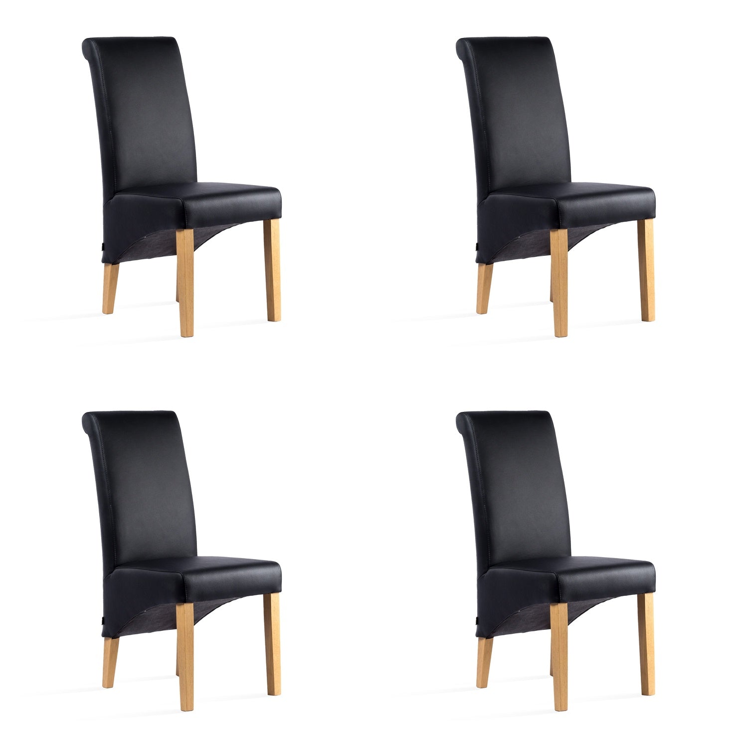 SIX Lederstuhl Felice Schwarz, Eiche - Sets