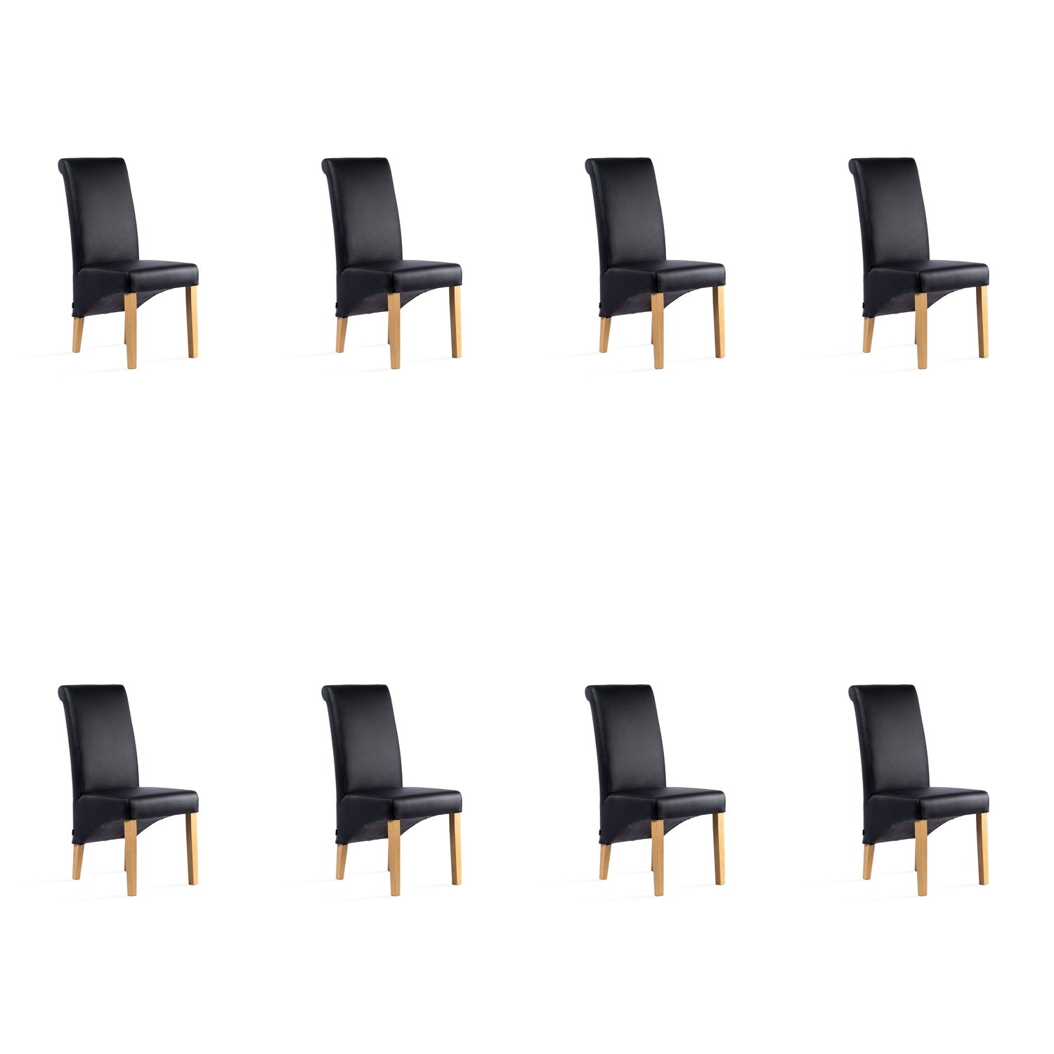 SIX Lederstuhl Felice Schwarz, Eiche - Sets
