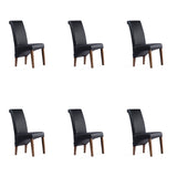SIX Lederstuhl Felice Schwarz, Nussbaum - Sets