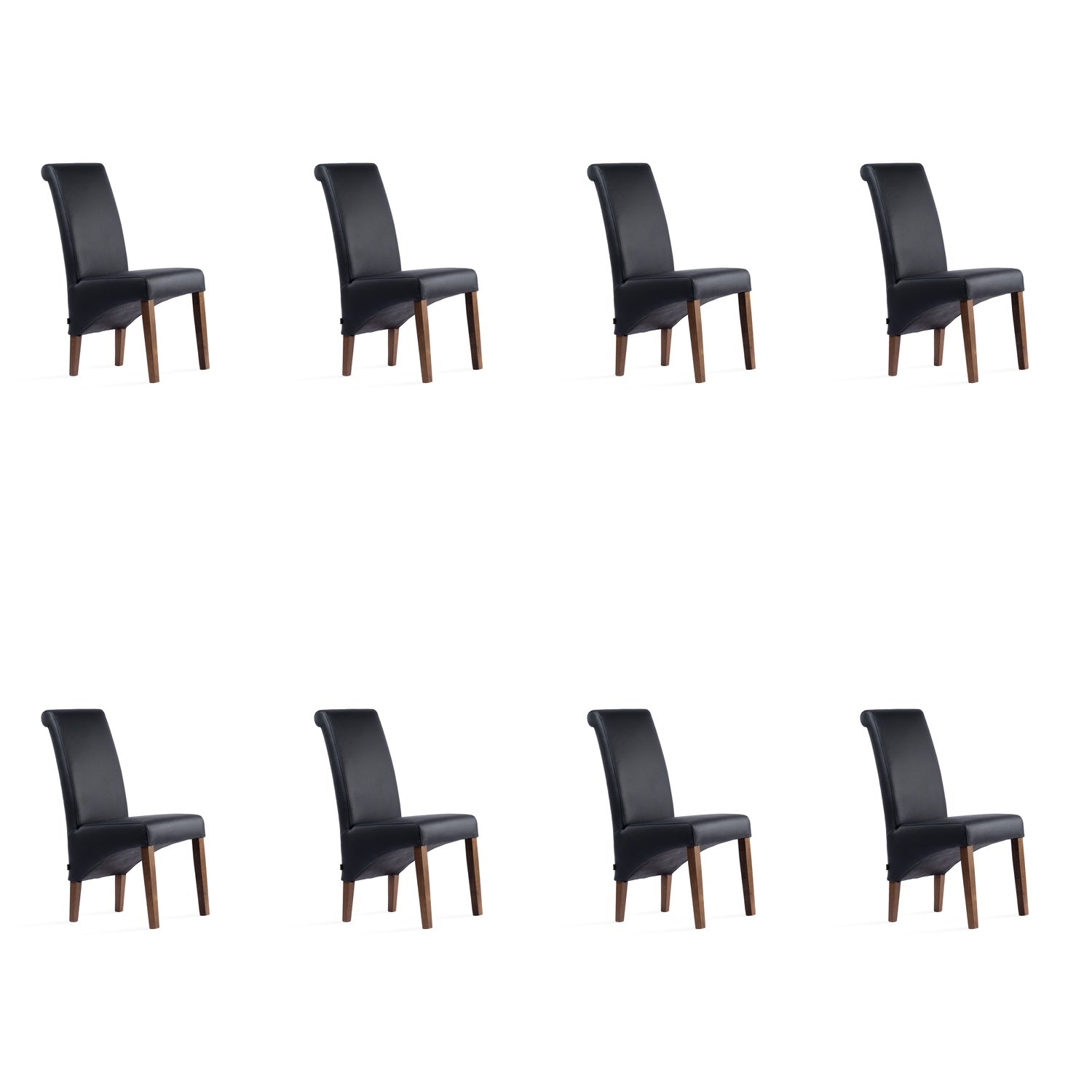 SIX Lederstuhl Felice Schwarz, Nussbaum - Sets