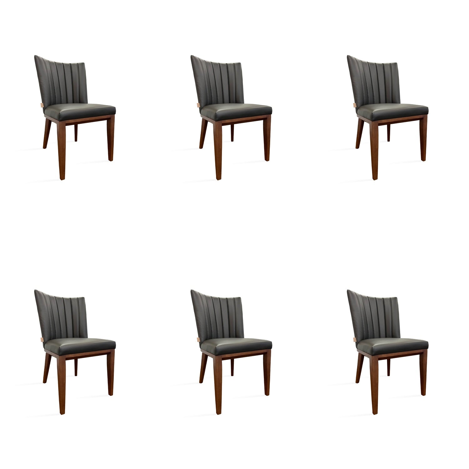 SIX Lederstuhl Fenci Braun, Nussbaum - Sets