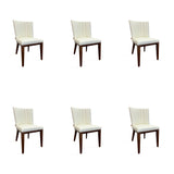 SIX Lederstuhl Fenci Creme Weiß, Nussbaum - Sets
