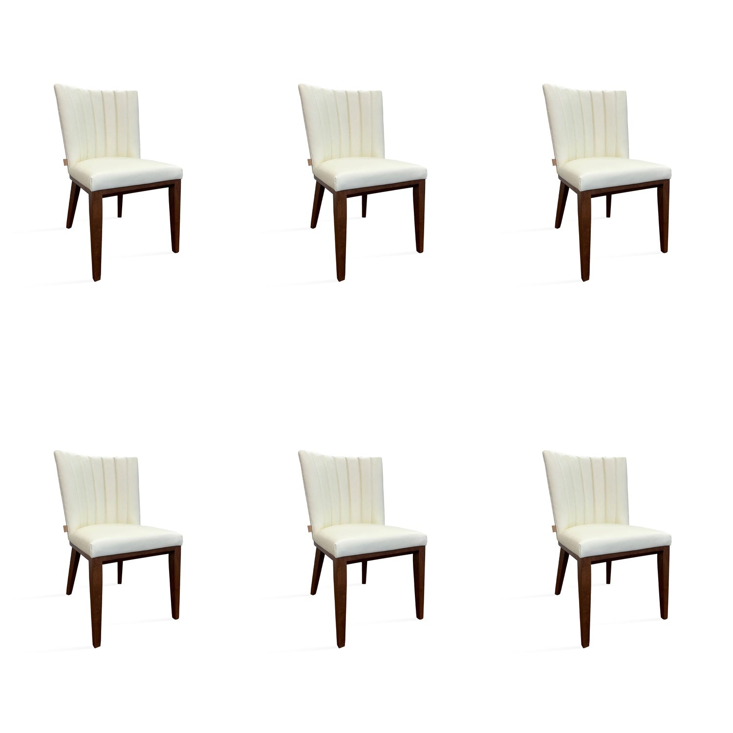 SIX Lederstuhl Fenci Creme Weiß, Nussbaum – 6er-Set