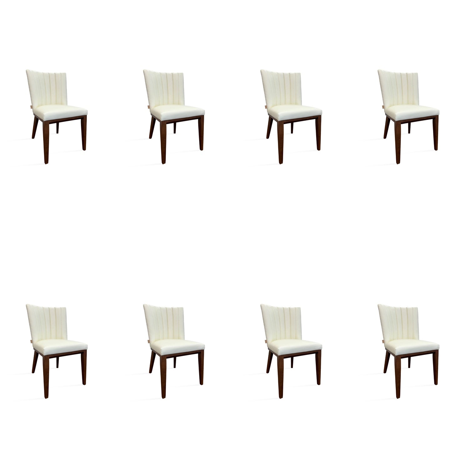SIX Lederstuhl Fenci Creme Weiß, Nussbaum - Sets