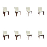 SIX Lederstuhl Fenci Creme Weiß, Nussbaum - Sets