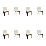 SIX Lederstuhl Fenci Creme Weiß, Nussbaum – 8er-Set