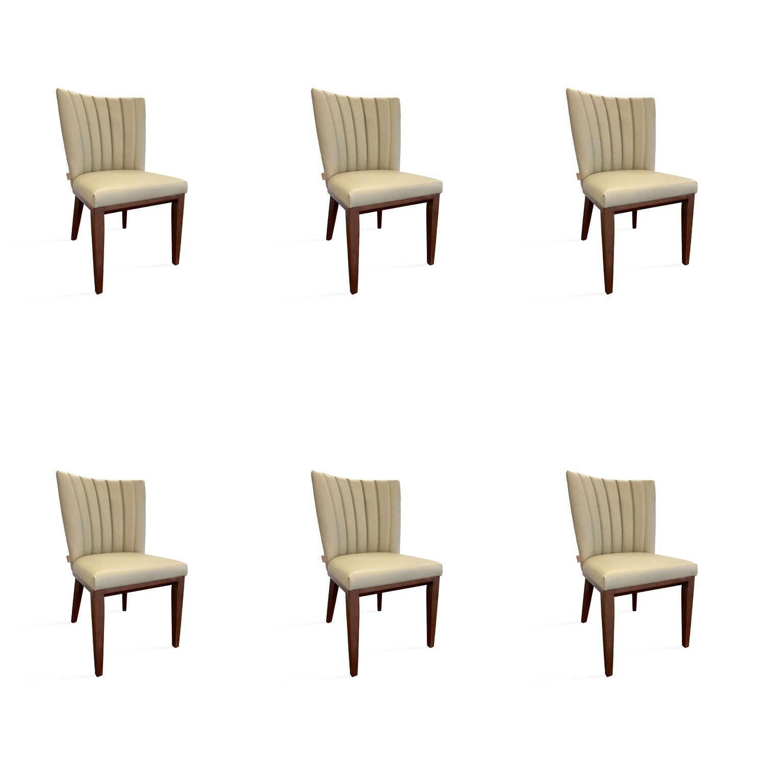 SIX Lederstuhl Fenci Sand, Nussbaum - Sets