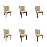 SIX Lederstuhl Fenci Sand, Nussbaum - Sets