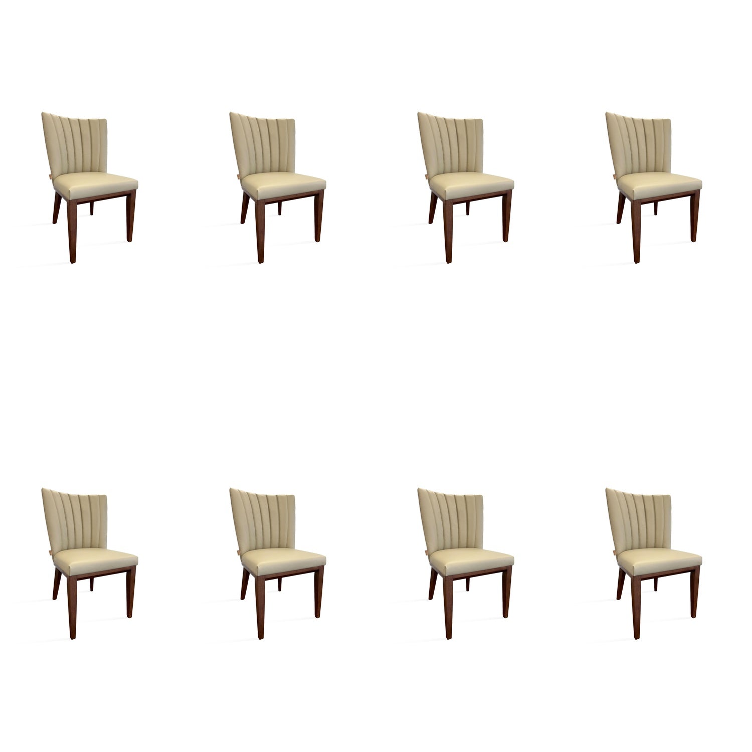 SIX Lederstuhl Fenci Sand, Nussbaum - Sets