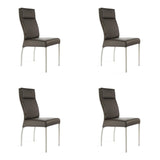 SIX Lederstuhl Gatto Braun, Edelstahl – 4er-Set