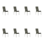 SIX Lederstuhl Gatto Grau, Edelstahl – 8er-Set