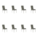 SIX Lederstuhl Gatto Grau, Edelstahl – 8er-Set