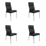 SIX Lederstuhl Gatto Schwarz, Edelstahl - Sets