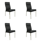 SIX Lederstuhl Gatto Schwarz, Edelstahl – 4er-Set