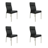 SIX Lederstuhl Gatto Schwarz, Edelstahl – 4er-Set