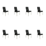 SIX Lederstuhl Gatto Schwarz, Edelstahl – 8er-Set