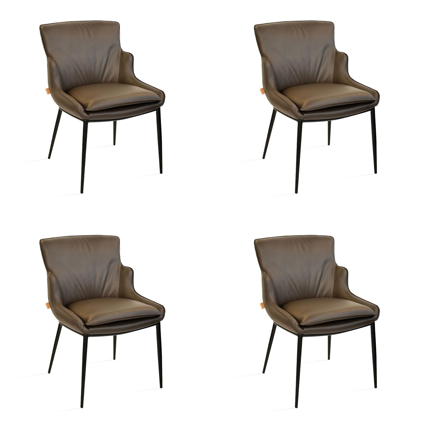 SIX Lederstuhl Lusso Braun, Metall - Sets