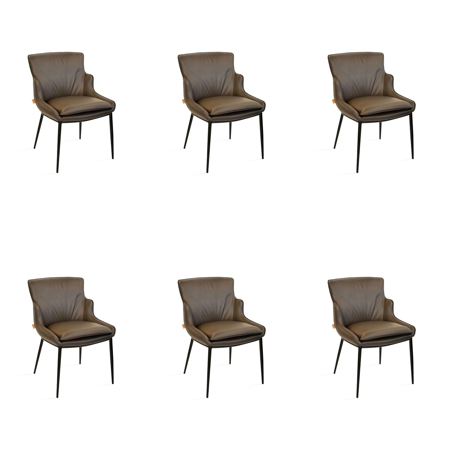 SIX Lederstuhl Lusso Braun, Metall - Sets