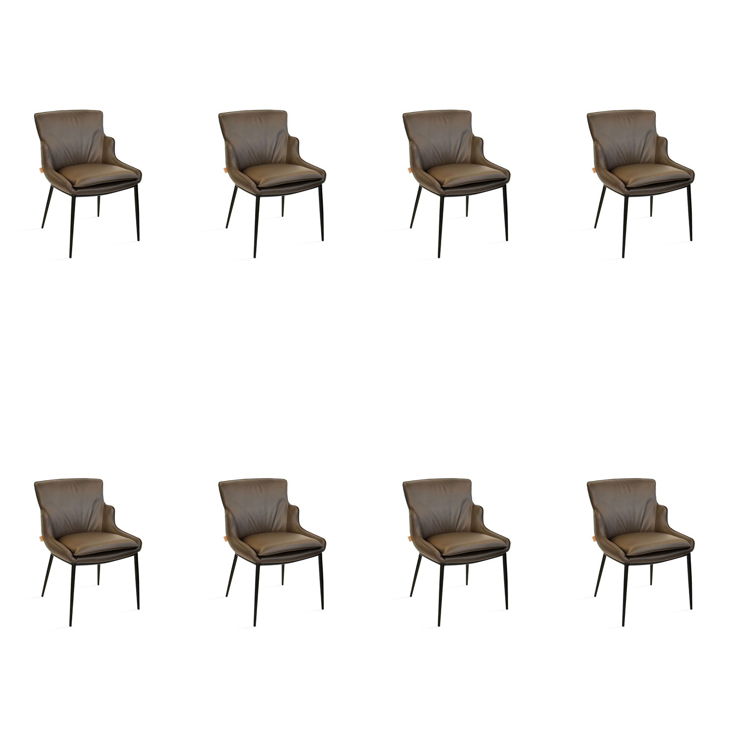 SIX Lederstuhl Lusso Braun, Metall - Sets