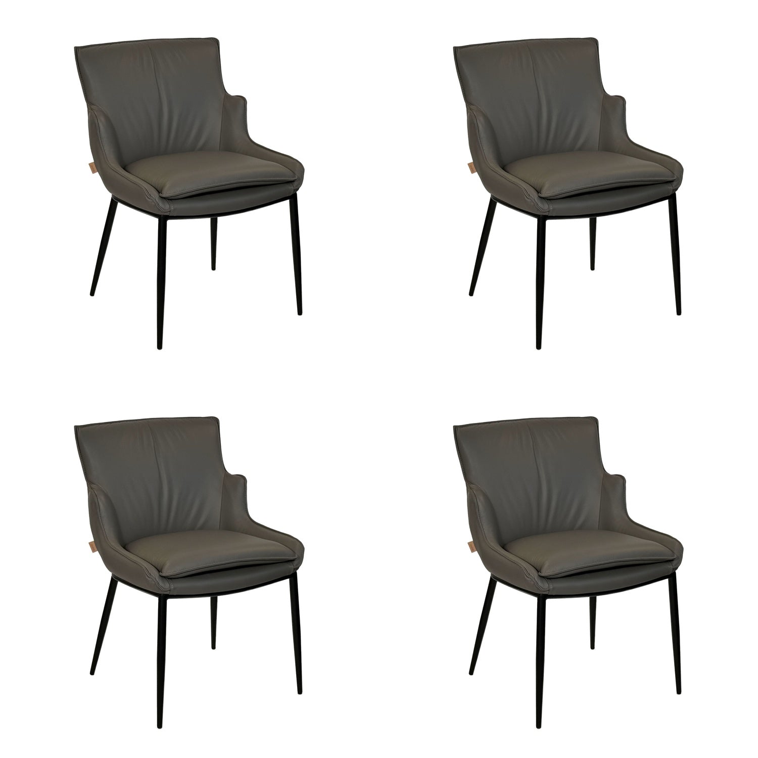 SIX Lederstuhl Lusso Grau, Metall - Sets