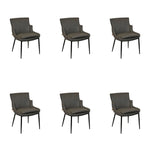 SIX Lederstuhl Lusso Grau, Metall – 6er-Set