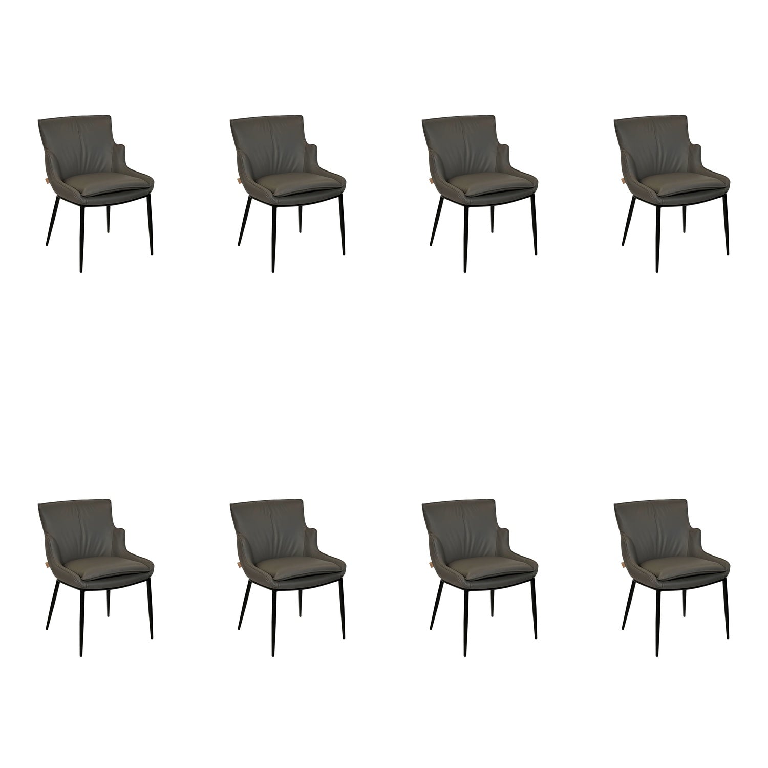 SIX Lederstuhl Lusso Grau, Metall - Sets