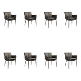 SIX Lederstuhl Armlehnstuhl Lusso Schwarz, Metall – 8er-Set