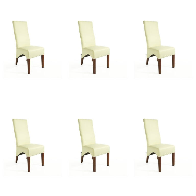 SIX Lederstuhl Regina Federkern Weiß (2201), Nussbaum - Sets
